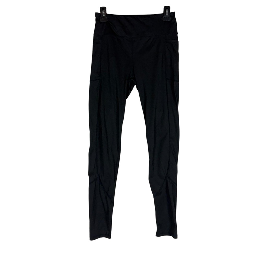 Chicwish Leggings Womens L Black Solid Mid Rise Ankle Stretch Athletic Pockets